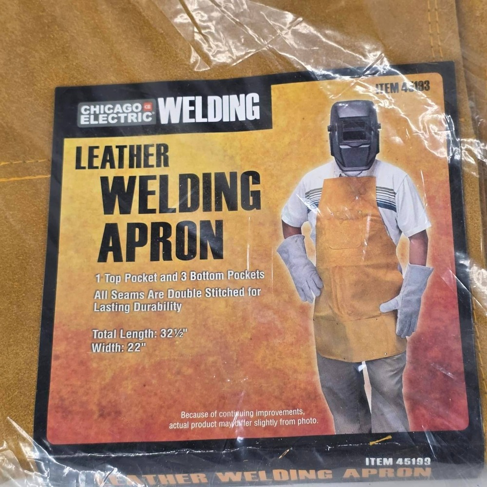 Chicago Electric Leather Welding Apron Brown Suede 4 Pockets 45193 Heavy Duty